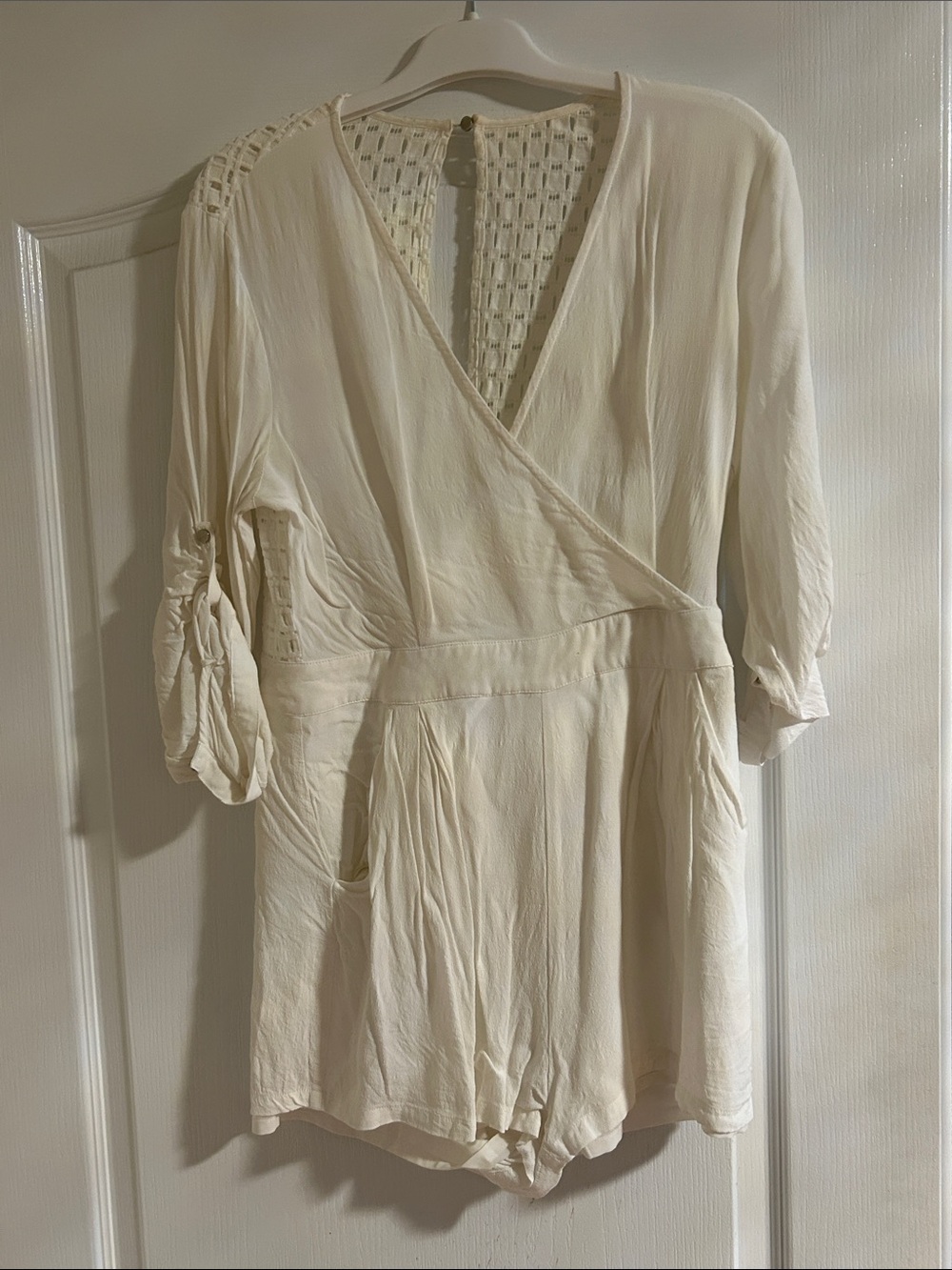 Cream Wrap-Style Women's Romper